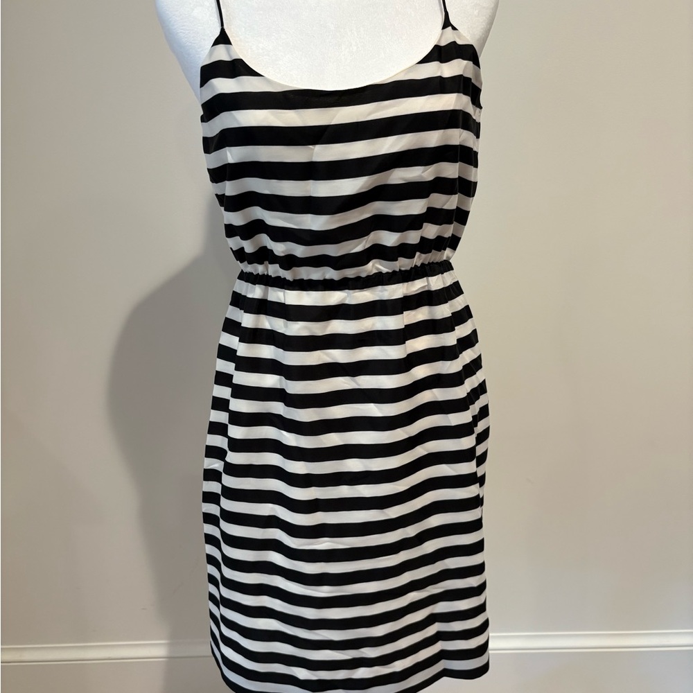J. Crew Black and White Striped Mini Dress